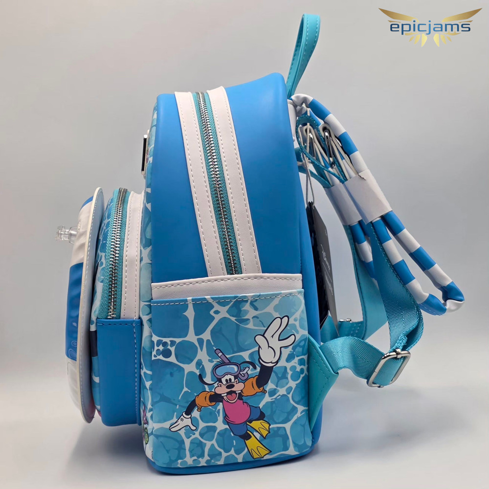 Loungefly Disney Goofy Floatie Ocean Fish Blue Mini Backpack New - Picture 4 of 8